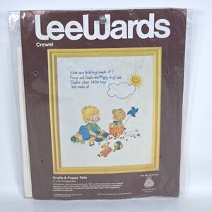 LeeWards Snails and Puppy Tails Crewel Kit Boys Room 8x10 Nursery Art 35-61412